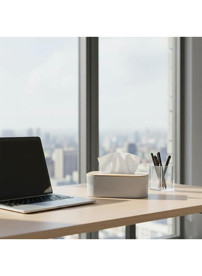 A modern tissue box with a wooden lid, featuring a contemporary design that combines simplicity and elegance. - Image 3